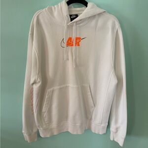 Nike Air Men's White Hoodie with Orange Accents